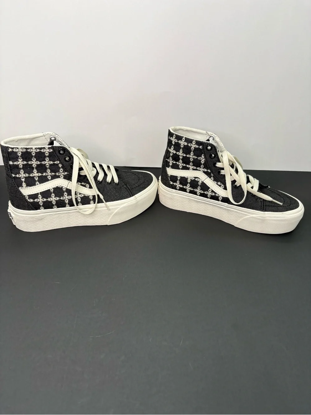 Vans Sk8-Hi Stacked Platform Plaid High Top Sneakers